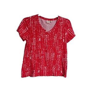 Women's Rafaella Sport Red V-Neck Studded Tee Size M
